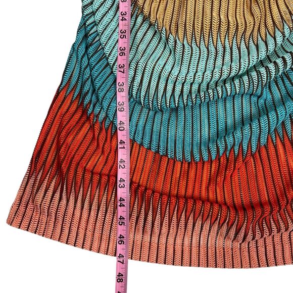 Guess Women’s Bodycon Midi Dress Size 14 Multicolor Pleated Ruched V-Neck - Picture 10 of 12